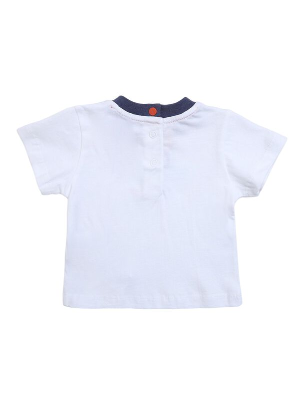 Boys White & Medium Blue T-shirt with Short Dungaree image number 3